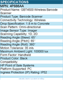 HP 4P886AA Datalogic Gryphon GBT4500 2D Wireless Barcode Scanner