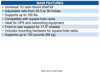 Eaton 4POSTRAILKIT1U SmartRack 4-Post 1U Universal Adjustable Rack-Mount Shelf