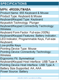 HP 4R009UT#ABA 655 Keyboard & Mouse - Wireless - USB Type A - Black