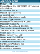 Dell 4THRP Pro 16 PC16255 16" Notebook - Full HD Plus - AMD Ryzen 5 - Magnetite