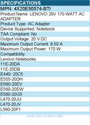BTI 4X20E50574-BTI LENOVO 20V 170 WATT AC ADAPTER - 8.50 A