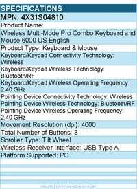 Lenovo 4X31S04810 Wireless Multi-Mode Pro Combo Keyboard and Mouse