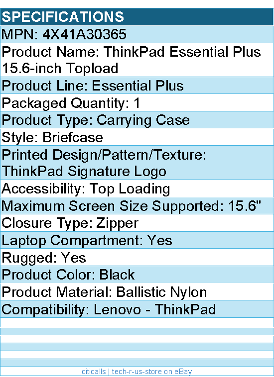 Lenovo 4X41A30365 Essential Plus Carrying Case Rugged (Briefcase)