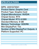 Lenovo 4X61Q73041 NVIDIA RTX A1000 Graphic Card - 8 GB GDDR6