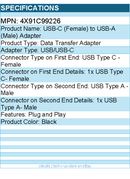 Lenovo 4X91C99226 USB-C (Female) to USB-A (Male) Adapter - Black