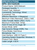 Lenovo 4XC1Q25245 Webcam - 4 Megapixel - 30 fps - Black - USB 2.0 Type C
