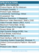 Lenovo 4XC1Q25246 Webcam - 8 Megapixel - 30 fps - Black - USB 3.0 Type C