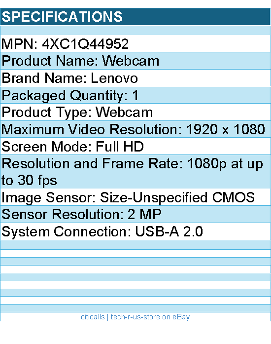 Lenovo 4XC1Q44952  Webcam - Full HD - 1920 x 1080 Video - Black