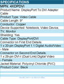 4Xem 4XDPDVI DisplayPort To DVI-I Dual Link M/F Adapter Cable - Black