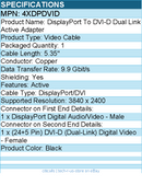 4Xem 4XDPDVID DisplayPort To DVI-D Dual Link Active Adapter - Black