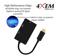 4Xem 4XDPHDMIDVIVGA 3 In 1 DisplayPort to Video DVI VGA Adapter