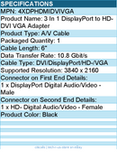 4Xem 4XDPHDMIDVIVGA 3 In 1 DisplayPort to Video DVI VGA Adapter
