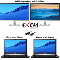 4Xem 4XDPMDVIM10FT High Speed DisplayPort to DVI Adapter Cable