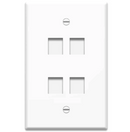 4Xem 4XFP04KYWH 4 Port/2 Gang RJ45 Cat5/Cat6 Ethernet Wall Plate (White)