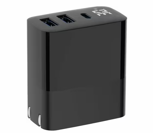 4Xem 4XGAN01130WB 30W Wall Charger Triple Output w/ display - Black