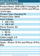 4Xem 4XIPHNPROKIT3 25W USB-C Charging Kit compatible for iPhone 15 Pro