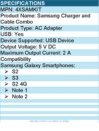 4Xem 4XSAMKIT 6ft Samsung Cable and Wall Charger kit - 5 V DC - 2 A