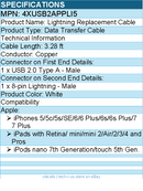 4Xem 4XUSB2APPLI5 3FT/1M 8pin USB Cable - MFi Certified - for iPhone/iPad/iPod