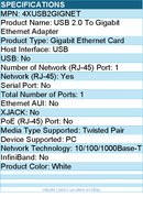 4Xem 4XUSB2GIGNET USB 2.0 To Gigabit Ethernet Adapter - White