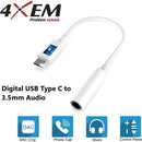 4Xem 4XUSBC35MMW USB-C Male TO 3.5MM Female Adapter White - Active, Reversible