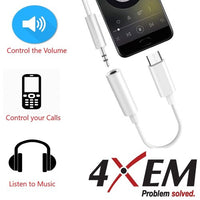 4Xem 4XUSBC35MMW USB-C Male TO 3.5MM Female Adapter White - Active, Reversible