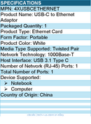 4Xem 4XUSBCETHERNET USB-C to Ethernet Adaptor - Compact  - White