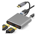 4Xem 4XUSBCHUB07 Dual Video USB-C Dock - Power Delivery Pass-through