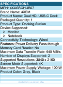 4Xem 4XUSBCHUB07 Dual Video USB-C Dock - Power Delivery Pass-through