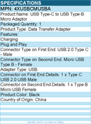 4Xem 4XUSBCMUSBA USB Type-C to USB Type-B Micro Adaptor - Black