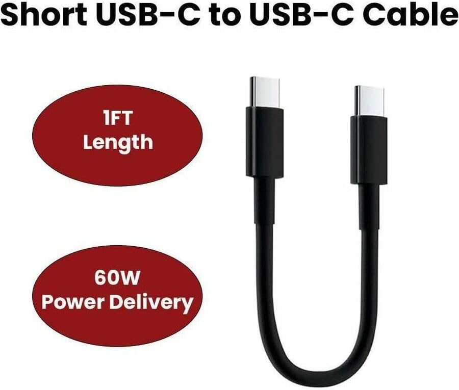 4Xem 4XUSBCUSBC30CMB 1FT USB-C to USB-C 60W Power Delivery Cable - Black