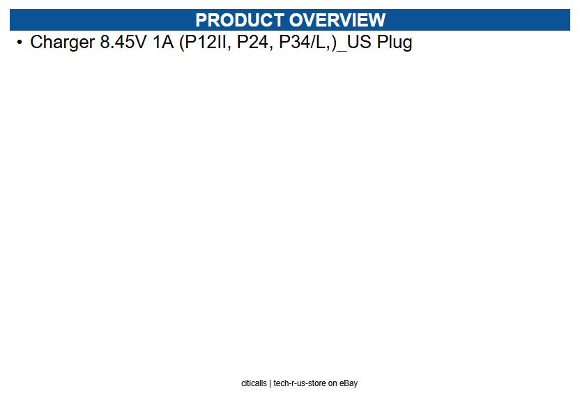 Sewoo 500764 Charger 8.45V 1A (P12II, P24, P34/L,)_US Plug