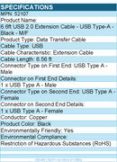 C2G 52107 2m (6.6ft) USB 2.0 Cable - Type USB A Female to Type USB A Male