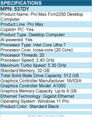 Dell 537DY Pro Max FCM2250 Desktop Computer - Intel Core Ultra 7 265