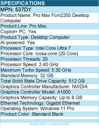 Dell 537DY Pro Max FCM2250 Desktop Computer - Intel Core Ultra 7 265