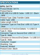 C2G 54174 2m USB 3.0 Cable - USB A to USB B - M/M - Shielding - Black