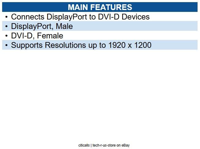 C2G 54321 8in DisplayPort to DVI-D (Single-Link) Adapter Converter M/F - 8 Inch