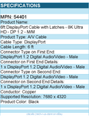 C2G 54401 6ft DisplayPort Cable with Latches, 4K 60Hz - Black