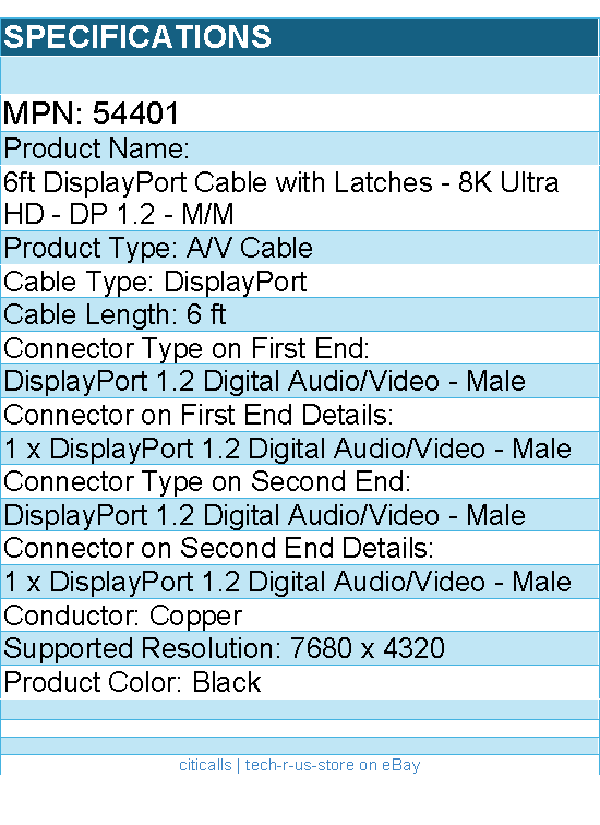 C2G 54402 10ft DisplayPort Cable with Latches, 4K 60Hz - Black