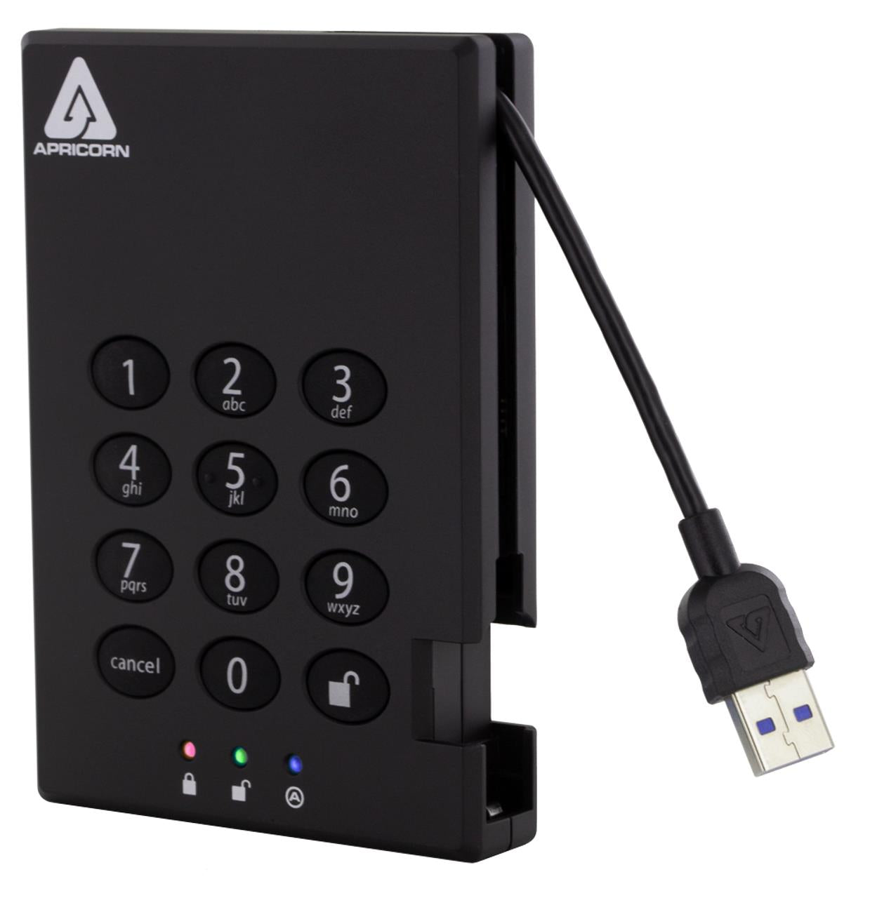 Apricorn A25-3PL256-1000 1TB PADLOCK AES-XTS Secure Rugged USB 3.0 256B Encrypt