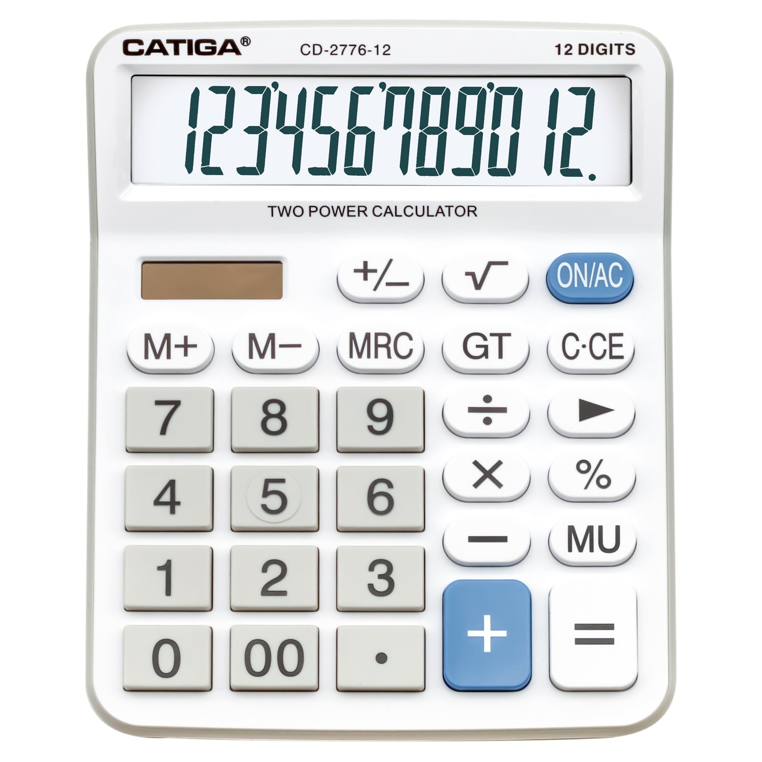 Adesso CD-2776W Catiga 12 Digits Basic Solar Calculator White Premium Commerical