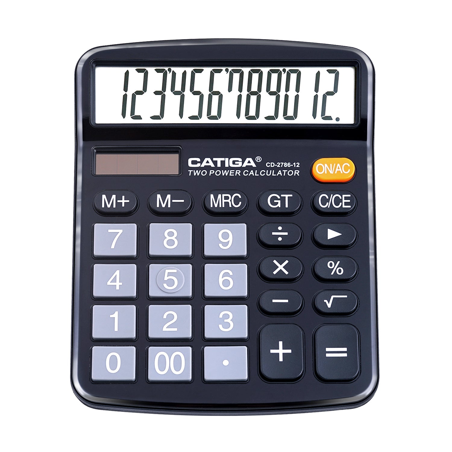 Adesso CD-2786B Catiga 12 Digits Basic Solar Calculater Convenient Buttons Black