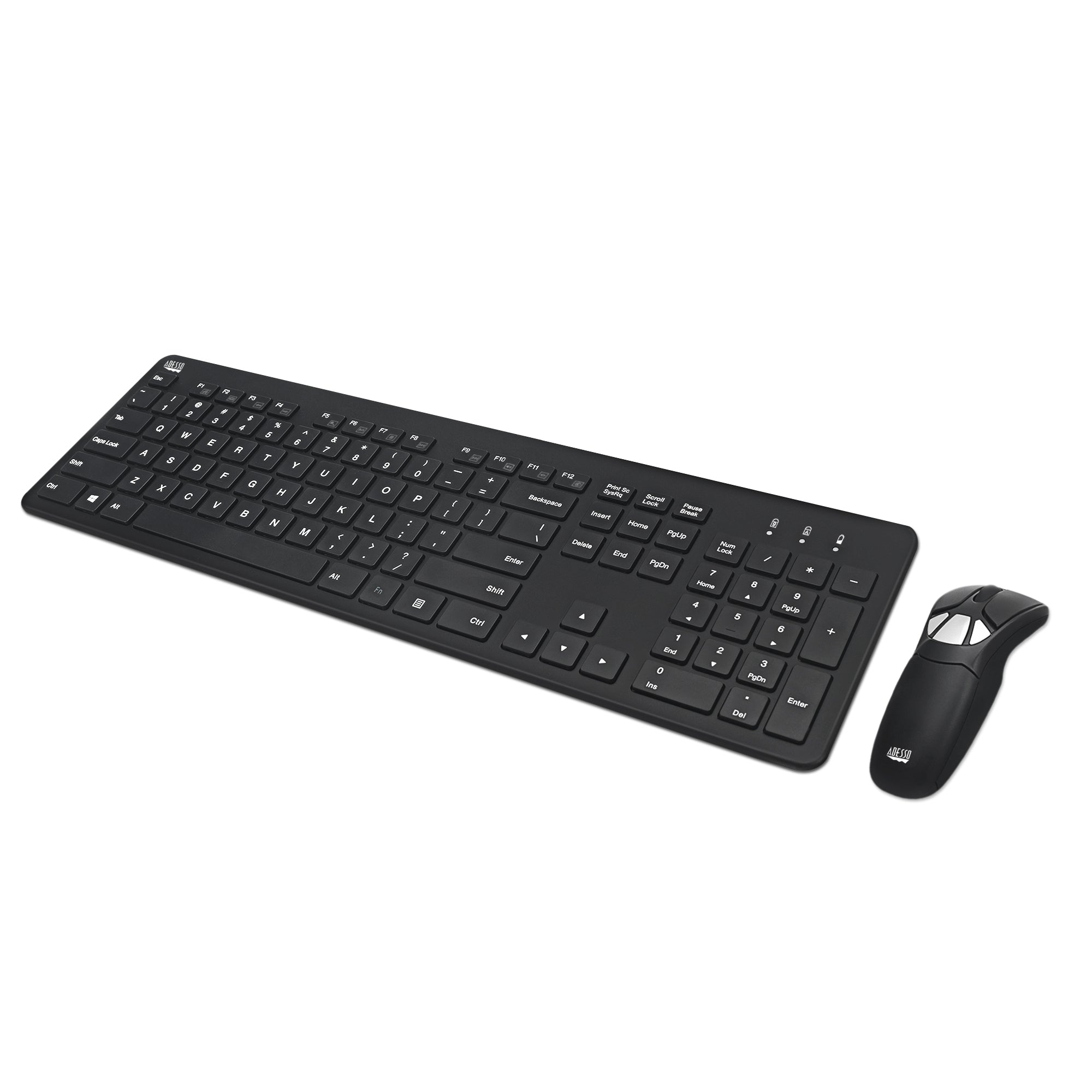 Adesso WKB-5300CB Wireless Air Mouse Go Plus with Full Size 104K Keyboard Combo