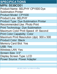 Canon 5539C001 SELPHY CP1500 Compact Photo Printer (Black)
