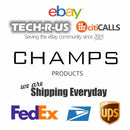 CHAMPS S1033-BLACK Vintage 3-Pc Hardside Luggage Set TSA Lock 360-Wheel Black