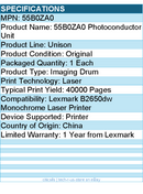 Lexmark 55B0ZA0 Photoconductor Unit - Imaging Drum - 1 Each