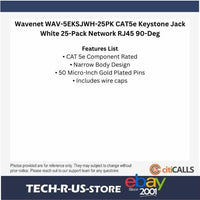 Wavenet WAV-5EKSJWH-25PK CAT5e Keystone Jack White 25-Pack Network RJ45 90-Deg