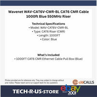 Wavenet WAV-CAT6V-CMR-BL CAT6 CMR Cable 1000ft Blue 550MHz Riser