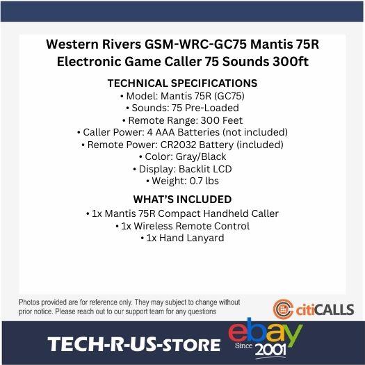 Western Rivers GSM-WRC-GC75 Mantis 75R Electronic Game Caller 75 Sounds 300ft