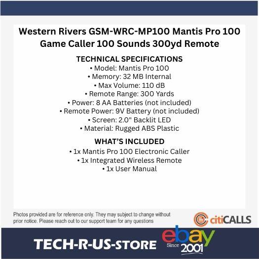 Western Rivers GSM-WRC-MP100 Mantis Pro 100 Game Caller 100 Sounds 300yd Remote