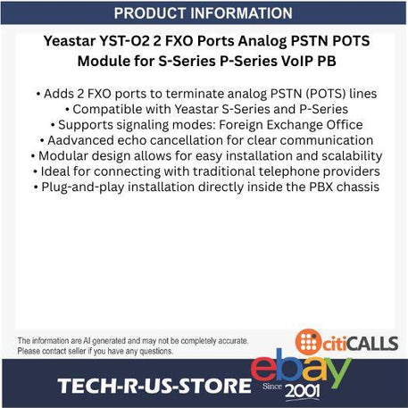 Yeastar YST-O2 2 FXO Ports Analog PSTN POTS Module for S and P Series VoIP PBX